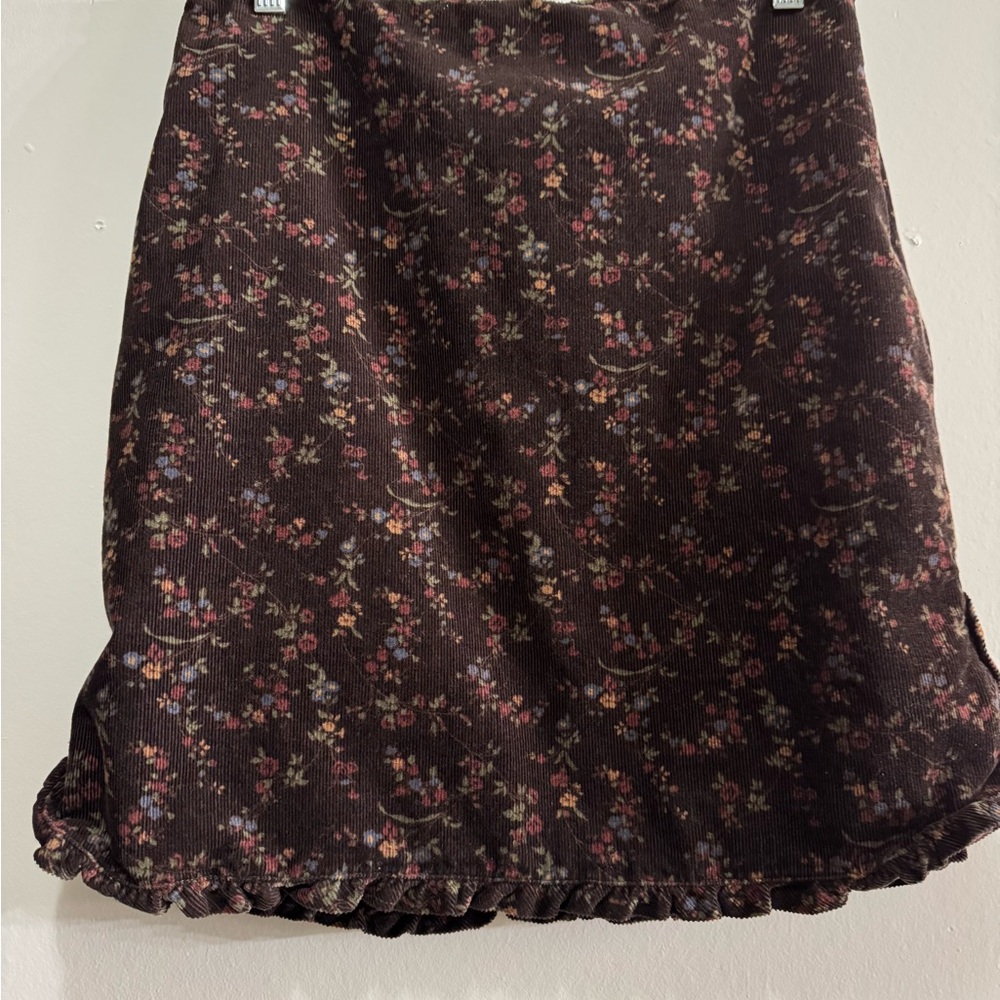 Ralph Lauren Dark Brown Floral Mini Skirt